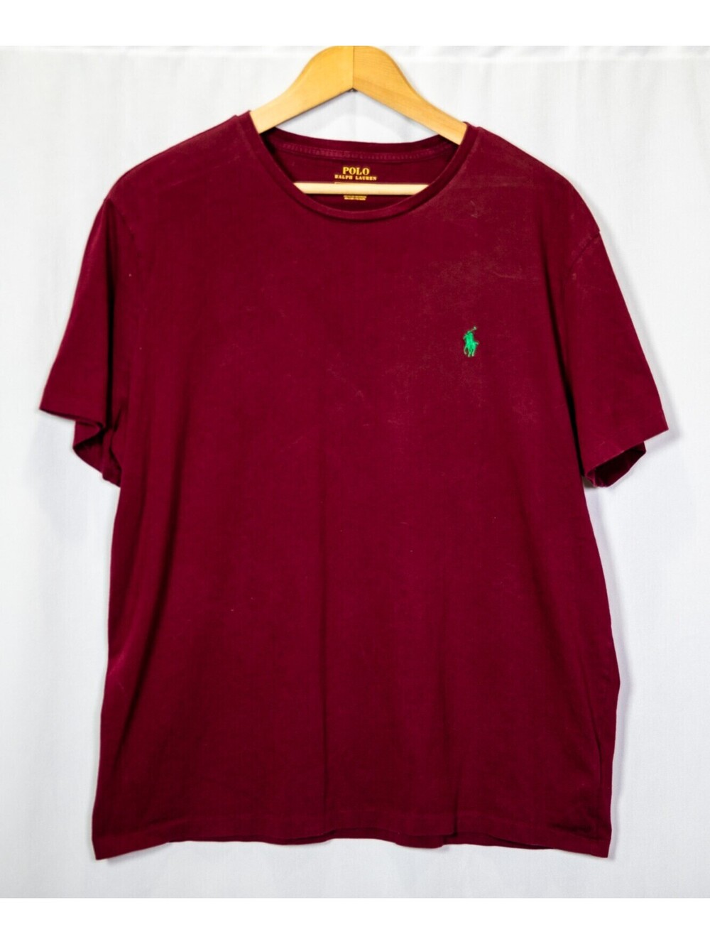 Polo Ralph Lauren Classic Crew Neck T-Shirt - Burgundy Green Pony Men's L